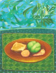 Moon Breakfast by Raul Lebajo, oil on canvas, offered Mar 2020