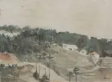 L. Gajo, Mountainside, watercolor