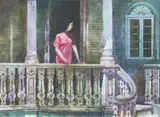 Balcony by Unidentified artist, watercolor on paper, offered Jan 2020