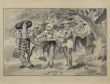 Jose V. Pereira, Untitled, ink wash & watercolor on paper