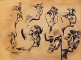 Romeo Tabuena, Eight Children’s Heads, ink on paper