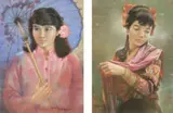 Peter Alcantara, a.) Woman with Umbrella b.) Woman, pastel on paper