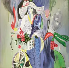 Alday, Lady on a Bicycle, oil on canvas