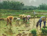 Eduardo Perrenoud Jr., Planting Rice, oil on canvas