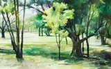 Cris Cruz, Summer Sunshine, watercolor on paper