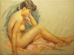 Nude by Cesar Amorsolo, pastel on paper, offered Oct 2018