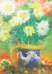 Rey Reyes, Flowers, oil on canvas