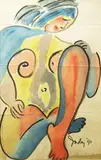 Elsie “Inday” Cadapan, Nude (after Matisse), watercolor on paper