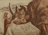 Philippine School, Untitled (Rhino and Child), pencil on paper