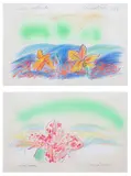 Modesto, a.) Lisse Holand 1 b.) Lisse Holand 2, a) mixed media on paper b) mixed media on paper