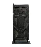 Rare Bontoc Granary Door, with Male “Anito” Spirit Ancestor Figure in Low Relief “Pukok”, Narra Wood
