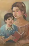 Ton Raymundo, Mother and Child, pastel on paper