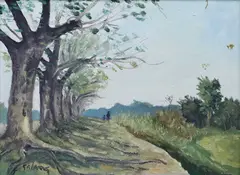 Barrio Scene by Mars Galang, oil on canvas, offered Oct 2016