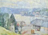 Dora Serle, Hobart Harbor 1943 oil on canvas laid on board, oil
