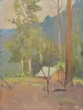 J Ford Paterson, Bush Cottage oil on canvasboard signed lower right: John Paterson 24 x 18cm, oil
