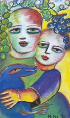 Mirka Mora, PA Under the Vines 1990 pastel on paper, drawing
