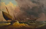 Haughton Forrest, MS Shipwreck Off the Coast 1884 oil on board signed and dated lower right: HForrest 1884 29 x 45cm