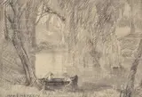 Hans Heysen, Quiet Pool on the Torrens 1906 pencil on paper