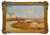 Walter Withers, Pastoral Landscape c.1895 oil on board signed lower left: Walter Withers 19 x 29cm, oil