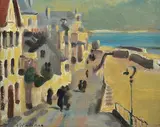 Colin Colahan, Lyme Regis 1946 oil on plywood, oil