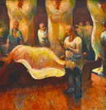 Noel Counihan, OF adjusted estimate for JUNE FA with vendor approval 18.02.15 Scene at the Abattoirs 1961 oil on composition board