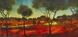 Red Landscape oil on board signed lower right: PRO HARt 45 x 90cm by Pro Hart, oil, sold Dec 2014