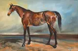 Hugh Sawrey, The Waler oil on canvas signed lower right, marked with left thumb print: SAWREY 30 x 47cm