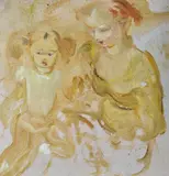 Arthur Murch, Study of Ria Murch and Michelle 1956 oil on board, oil