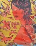 David Bromley, Nude (Red) acrylic on canvas signed lower left: BROMLEY 150 x 120cm, acrylic