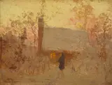 A. H. Fullwood, Home Sweet Home oil on wooden panel, oil