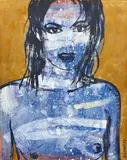 David Bromley, Belinda (Blue) acrylic on canvas signed lower right edge: BROMLEY 150 x 120cm, acrylic