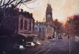 Herman Pekel, Sunset over North Melbourne oil on canvasboard signed lower left: PEKEL 57 x 81cm, oil