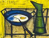 Bernard Buffet, Nature Morte à la Cafetière Verte 1955 gouache, ink and pastel on paper, watercolor