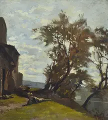 Telemaco Signorini, A Fiesole oil on board, oil