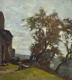 Telemaco Signorini, A Fiesole oil on board, oil
