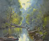Ernest Buckmaster, Murrumbidgee River oil on canvas signed lower left: E Buckmaster 69 x 82cm