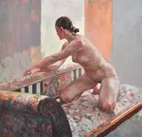 Fu Hong, Untitled Nude oil on board, oil