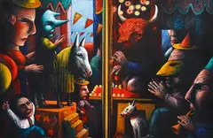 James Davis, Carnival 1989 oil on canvas initialled and dated lower left: JD '89 118 x 177cm, oil