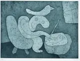 Michael Leunig, Genius at Work etching 11/125 29.5 x 40cm