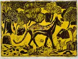 Harry Rosengrave, Lagunta Kanunna (Thyfacene) - Tasmanian Tiger colour linocut 36/50 ave 37 x 53cm, print (other)