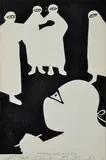 Eric Anchor Thake, Introduction at R.C.H. - "Mr Thake - Dr So and So...Dr...Dr...Dr...Dr" 1959 linocut 20 x 13cm