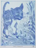 Charles Blackman, Cat's Garden etching, etching
