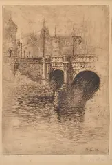 Dora Wilson, Princes Bridge, Melbourne etching signed lower right: Dora L. Wilson 17.5 x 12.5CM, etching