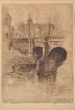 Dora Wilson, Princes Bridge, Melbourne etching signed lower right: Dora L. Wilson 17.5 x 12.5CM