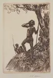 Benjamin Edwin Minns, Untitled, Aboriginies etching signed lower right: B. E. Minns 19 x 12cm, etching