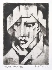 Bill Coleman, Cubist Head etching, etching