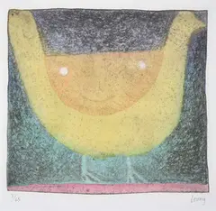 Birdman coloured etching by Michael Leunig, etching, sold Nov 2014