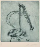 John Olsen, Pelican coloured etching 27/90 24 x 22.5cm, etching