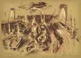 Mary Macqueen, Fishing Fleet San Remo hand coloured lithograph 5/12 26 x 36cm, lithograph