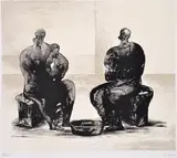 Henry Moore, Two Figures lithograph 56/175 36.5 x 42cm, lithograph